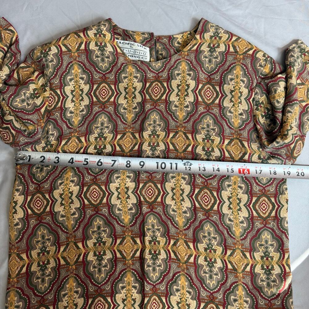 Vintage Pacific Silk Studio 100% Silk Paisley Tunic Top Women's Small - Picture 8 of 12